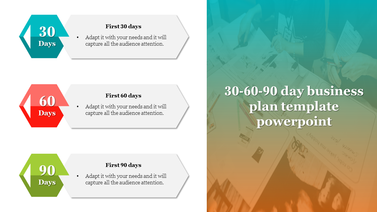 30 60 90 Day Business Plan Template PowerPoint-Hexagon Shape